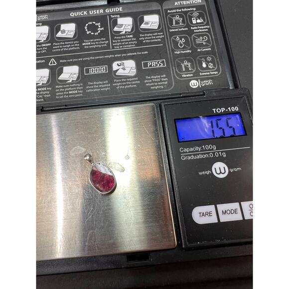 NEW Pink/Bi color tourmaline sterling silver pendant 1.55 grams - Picture 9 of 9